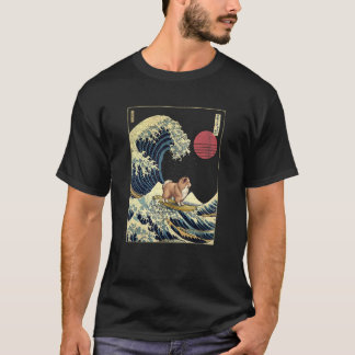 T-shirt Shetland Sheep Sheltie Japonais Kanagawa Vague  Su