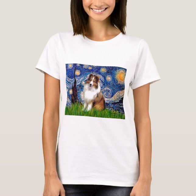 T-shirt Shetland Sheepdog 4 - Nuit étoilée (Devant)