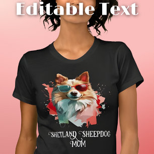 T-shirt Shetland Sheepdog Chien Maman Lunettes de soleil