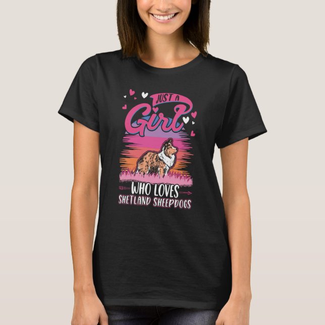 T-shirt Shetland Sheepdog Girl Mini Collie Sheltie (Devant)