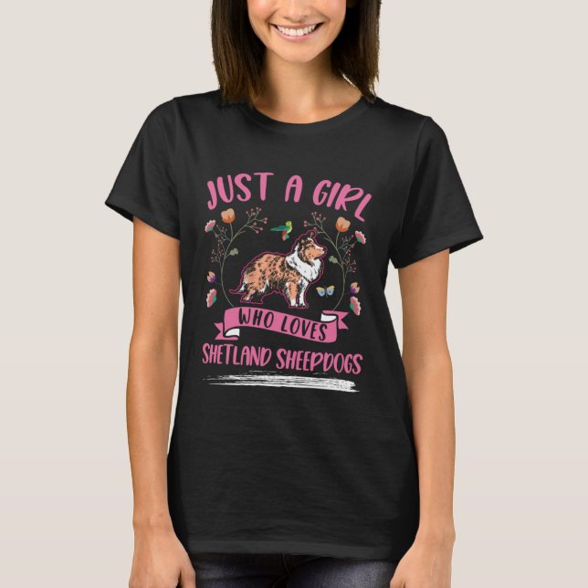T-shirt Shetland Sheepdog Girl Mini Collie Sheltie (Devant)