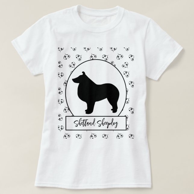T-shirt Shetland Sheepdog Hearts Pawprints (Design devant)