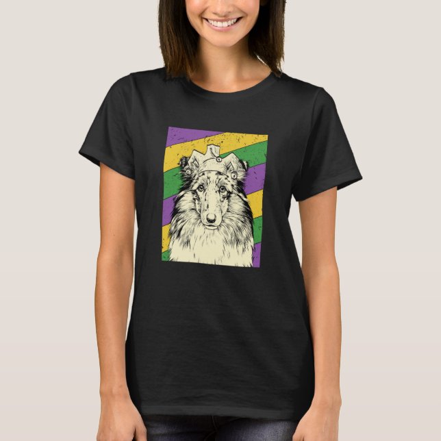 T-shirt Shetland Sheepdog Jester Mardi Gras Dog Mom or Dad (Devant)