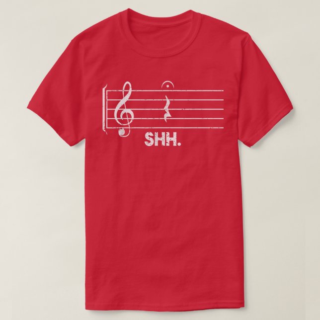 T-shirt Shh note musicale drôle quart de pause et fermata  (Design devant)