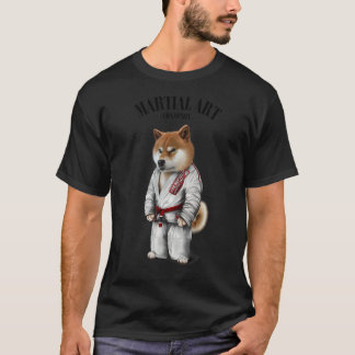 T-shirt Shiba Chien Judo Karate Master En Judogi Blanc 1