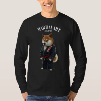 T-shirt Shiba Chien Judo Karate Master En Judogi Noir