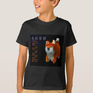 T-shirt Shiba chiot 3D Art numérique chien année 2018 Kids