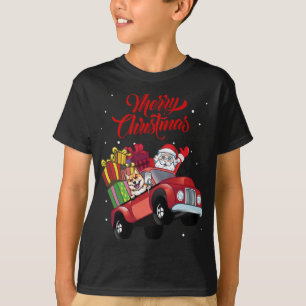 T-shirt Shiba Inu Avec Le Père Noël Dans Un Chien De Camio