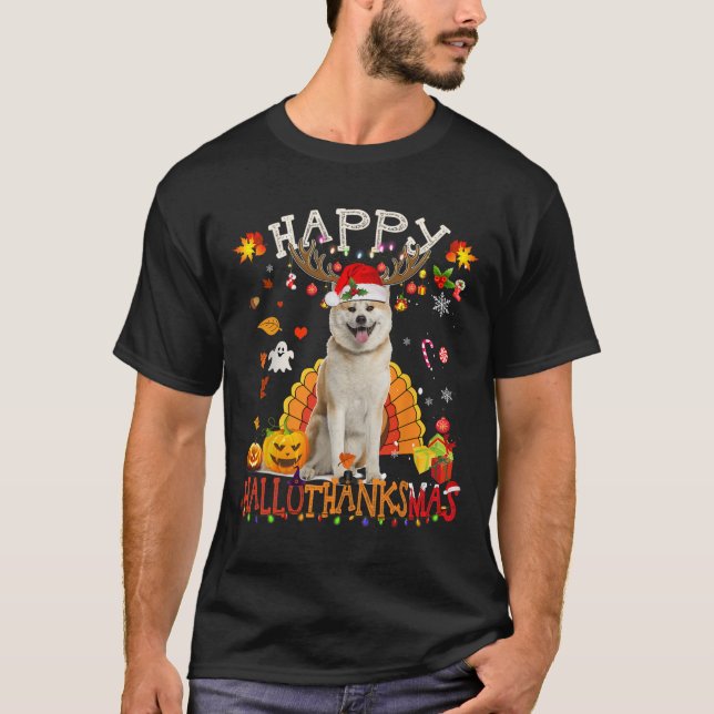 T-shirt Shiba Inu Chien Halloween Chien de Noël Joyeux Hal (Devant)