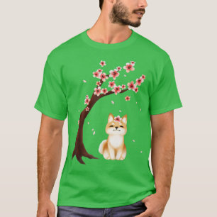 T-shirt Shiba Inu Chien Japonais Fleur de cerisier Sakura