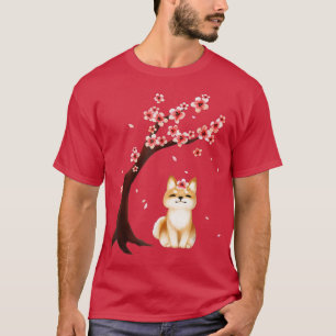 T-shirt Shiba Inu Chien Japonais Fleur de cerisier Sakura 