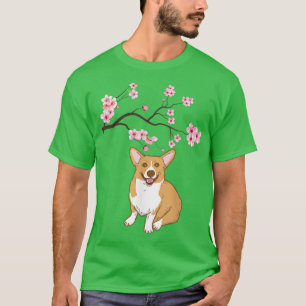 T-shirt Shiba Inu Chien Japonais Fleur de cerisier Sakura
