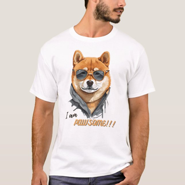 T-shirt Shiba Inu Chien Je suis Pawsome (Devant)