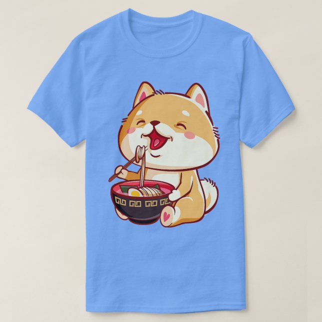 T-shirt Shiba Inu Chien mangeant Ramen 2815 (Design devant)