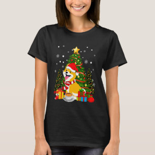 T-shirt Shiba Inu Chien Noël Est Café Arbre Léger Noël