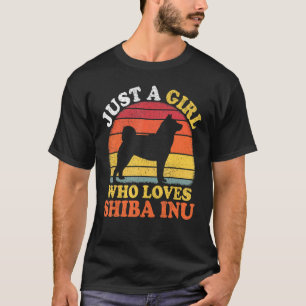 T-shirt Shiba Inu Chien Vintage Juste Une Fille Qui Aime S
