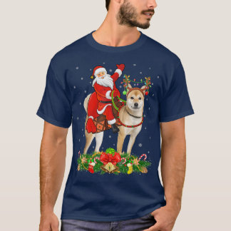 T-shirt Shiba Inu Chien Xmas Funny Père Noël Riding Shiba 