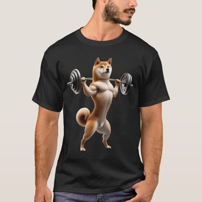 T-shirt Shiba Inu Deadlift Poids Levant Drôle Fitness (Devant)
