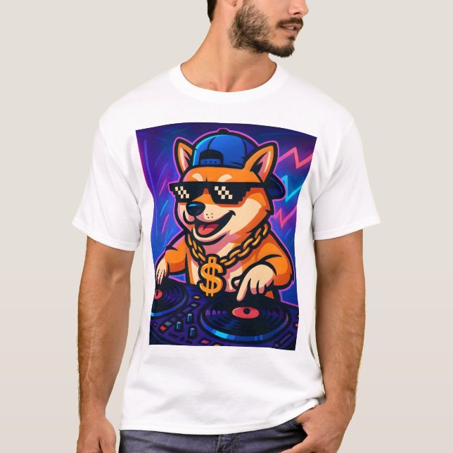 T-Shirt Shiba Inu DJ Party (Devant)