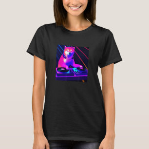 T-shirt Shiba Inu DJ Vaporwave Doge Chien Hommes Femmes Ga