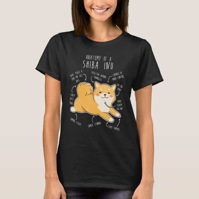 T-shirt Shiba Inu Dog Anatomy  Pet Red Shibe Mom Cute Doge (Devant)