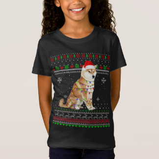 T-Shirt Shiba Inu éclaire Funny Pajama de Noël cadeau Noël