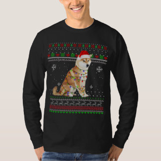 T-shirt Shiba Inu éclaire Funny Pajama de Noël cadeau Noël