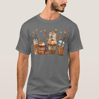T-shirt Shiba Inu Fall Café Citrouille épice Latte Iced Au