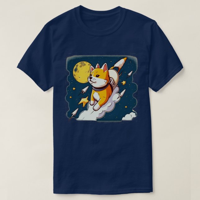 T-shirt shiba inu flying into space with a rocket10 (Design devant)