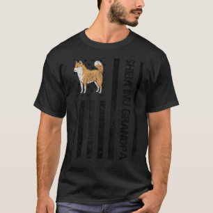 T-shirt Shiba Inu Grandpa USA Drapeau Shiba Inu Propriétai