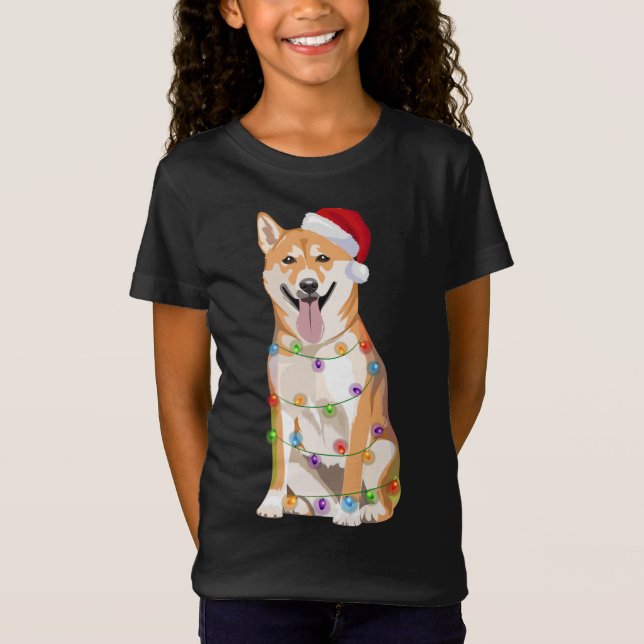 T-Shirt Shiba Inu illuminations de Noël Amoureux des chien (Devant)