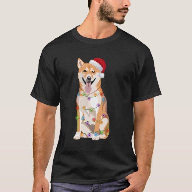 T-shirt Shiba Inu illuminations de Noël Amoureux des chien (Devant)