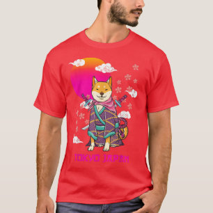 T-shirt Shiba Inu Japonais esthétique Sakura Cerry Blossom