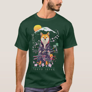 T-shirt Shiba Inu Japonais esthétique Sakura drôle