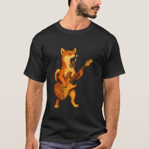T-shirt Shiba Inu Jouant de la Guitare Électrique