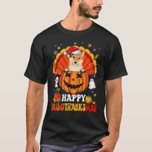 T-shirt Shiba Inu Joyeux Hallothanksmas Halloween Thanksgi