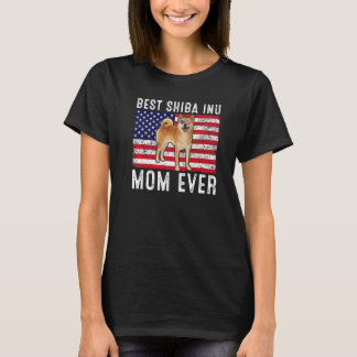 T-shirt Shiba Inu Maman États-Unis Drapeau américain Shiba