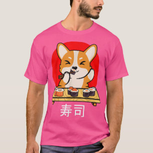 T-shirt Shiba Inu mange Sushi Kawaii Neko Cadeau Anime