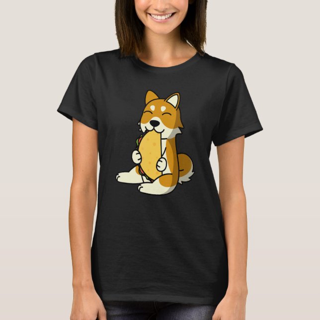 T-shirt Shiba Inu mangeant un taco dog (Devant)