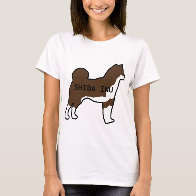 T-shirt Shiba Inu nom silhouette rouge sésame (Devant)