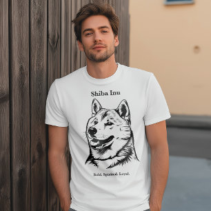 T-shirt Shiba Inu Portrait Ligne Noire Illustration T-shir