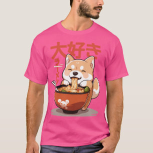 T-shirt Shiba Inu Slurping Ramen nouilles Cool Anime