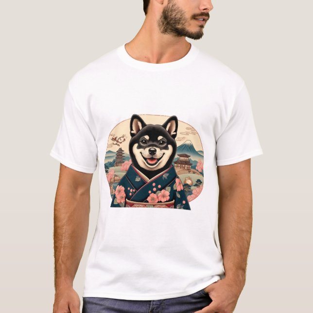 T-shirt Shiba Inu style Ukiyo-e (Devant)