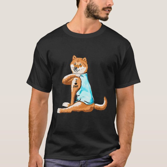 T-shirt Shiba Inu Tattoos I Love Dad Amoureux des chiens C (Devant)