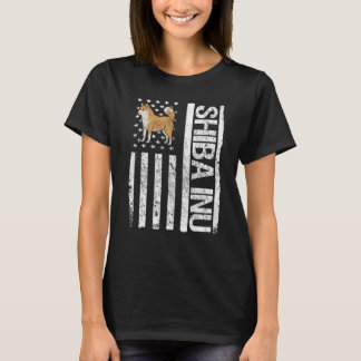 T-shirt Shiba Inu USA Drapeau Funny Shiba Inu Propriétaire