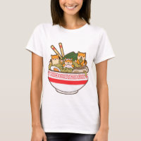 Shibas Inu Manger Ramen Noodles T Shirt, Kawaii