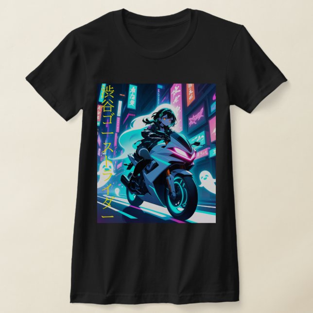 T-shirt 'Shibuya Ghost Rider' - Cyberpunk Neon Spirit (Poser)