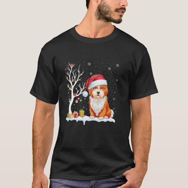 T-shirt Shichon Chien Santa Hat Festif Arbre Lumière Noël (Devant)
