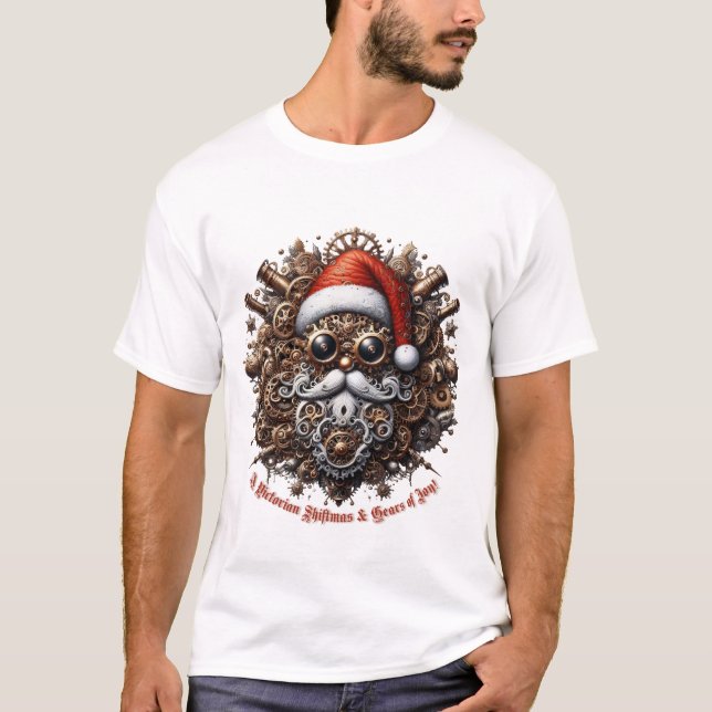 T-shirt Shiftmas victoriens : engrenages, vapeur et glaces (Devant)