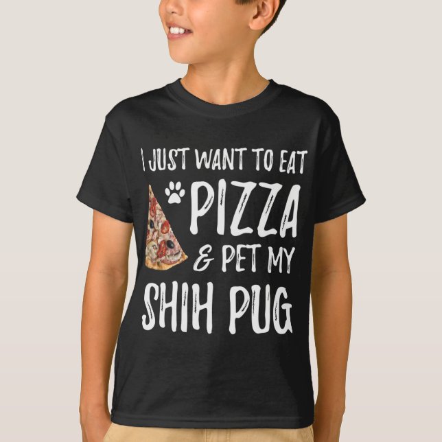 T-shirt Shih carlin Amoureux des chiens Pizza Funny Chien  (Devant)